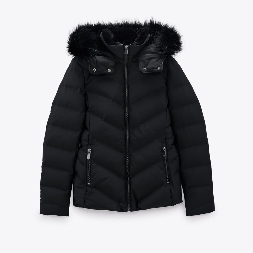 Zara hooded puffer jacket